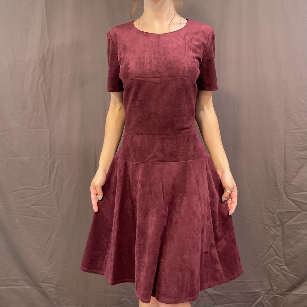 BCBGMAXAZRIA Maroon Suede Dress